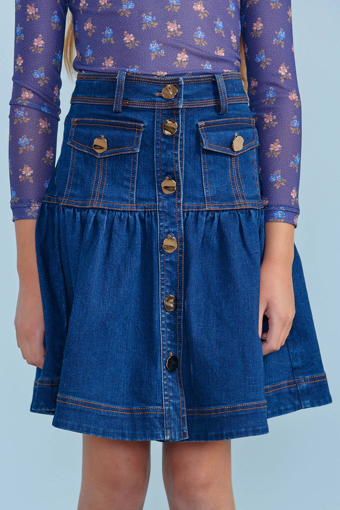 FLARE SKIRT IN DARK DENIM