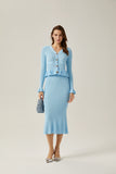 BLUE FLARED TOP & SKIRT MATCHING SET