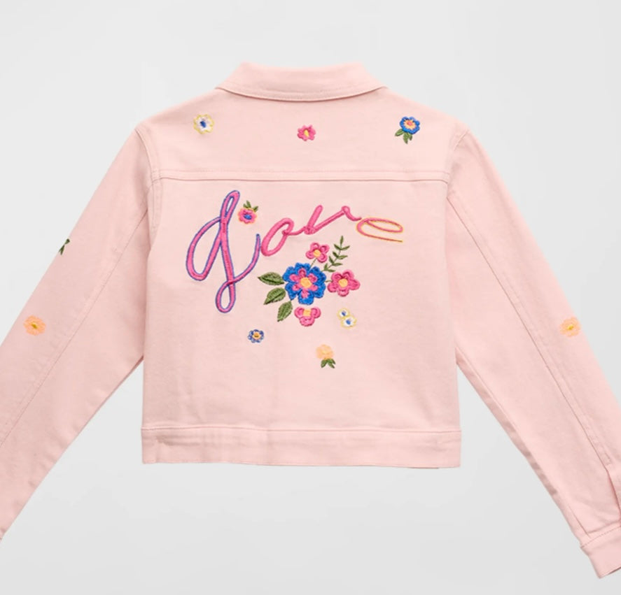 Girl's Floral Embroidered Denim SET