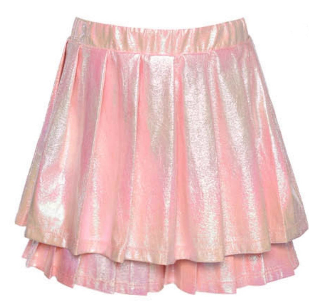METALLIC PLEATED 2 TIER SKORT