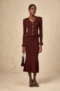 Maroon KNIT TOP & SKIRT MATCHING SET