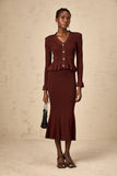 Maroon KNIT TOP & SKIRT MATCHING SET