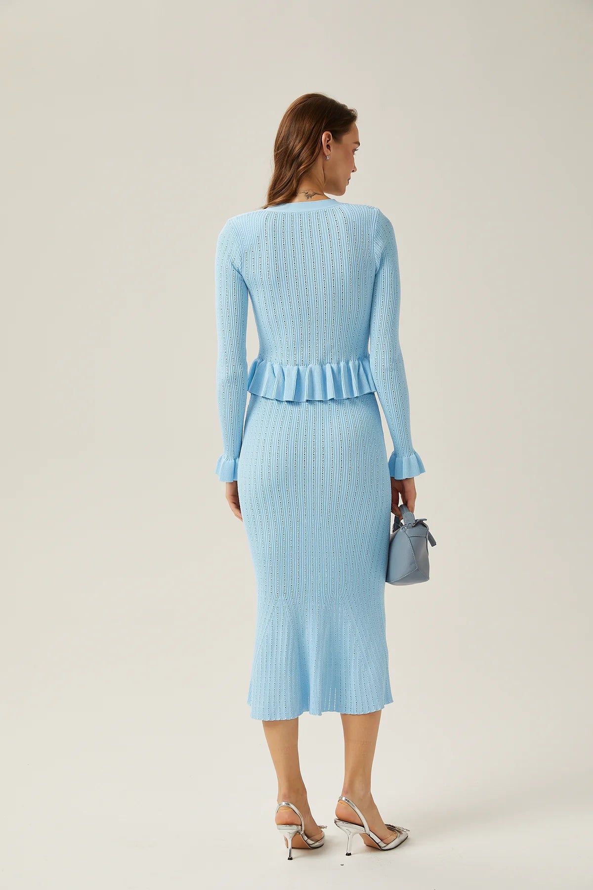 BLUE FLARED TOP & SKIRT MATCHING SET