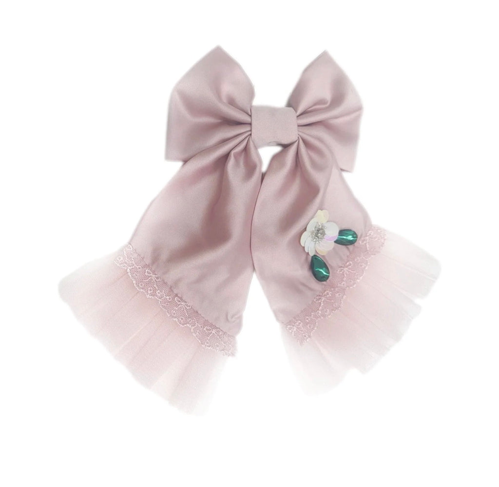 Emerald pink bow