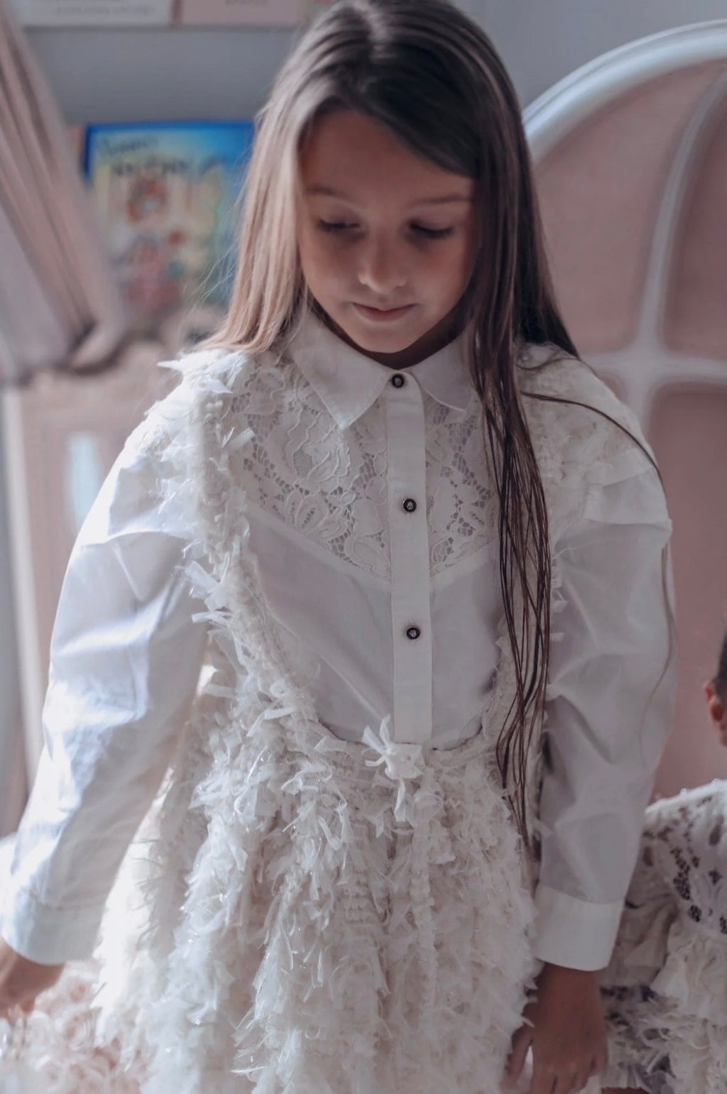 Ivory blouse skirt set