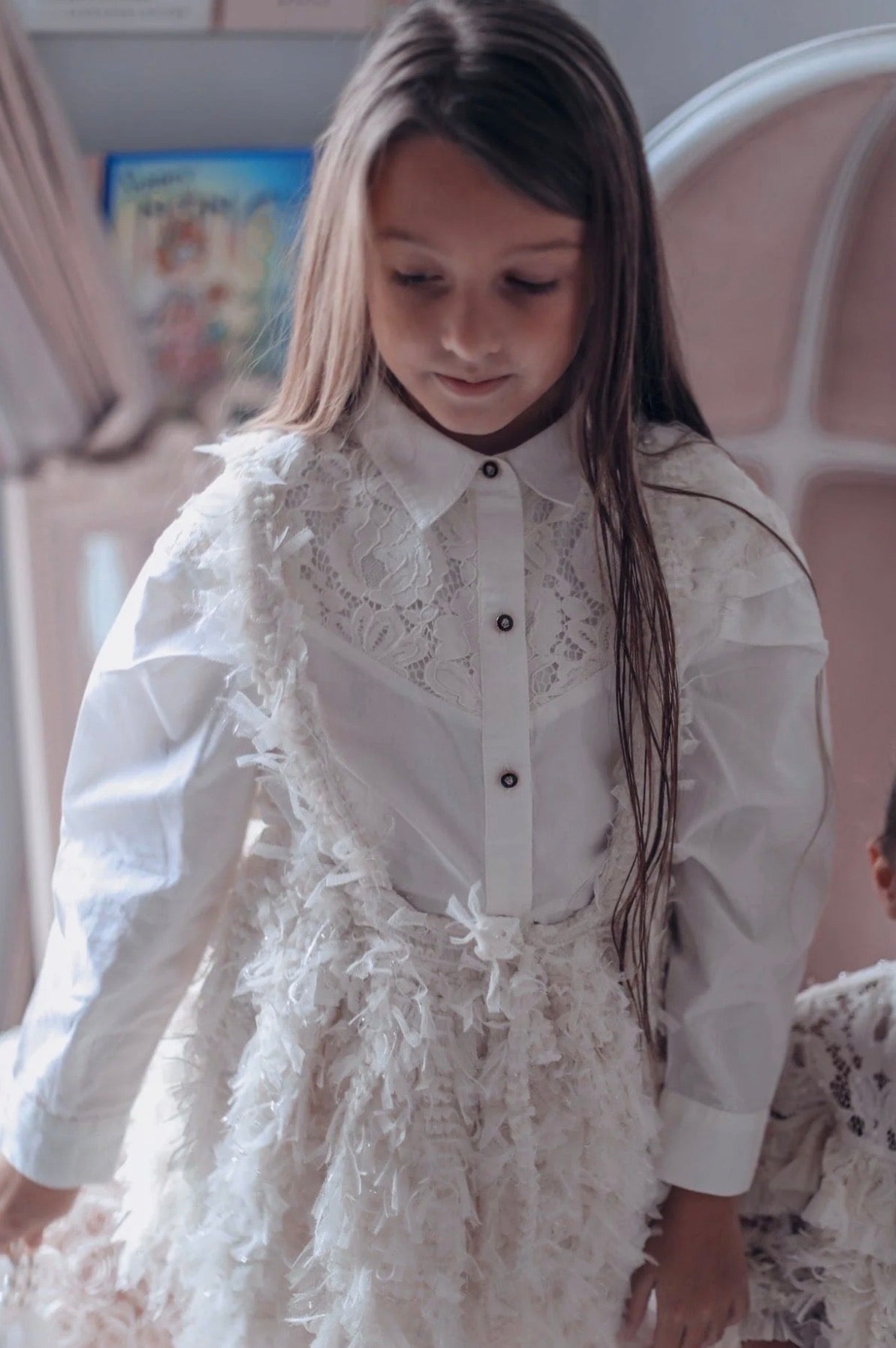 Ivory blouse skirt set