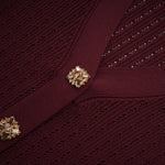 Maroon KNIT TOP & SKIRT MATCHING SET