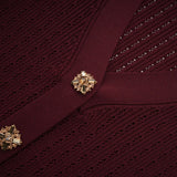 Maroon KNIT TOP & SKIRT MATCHING SET