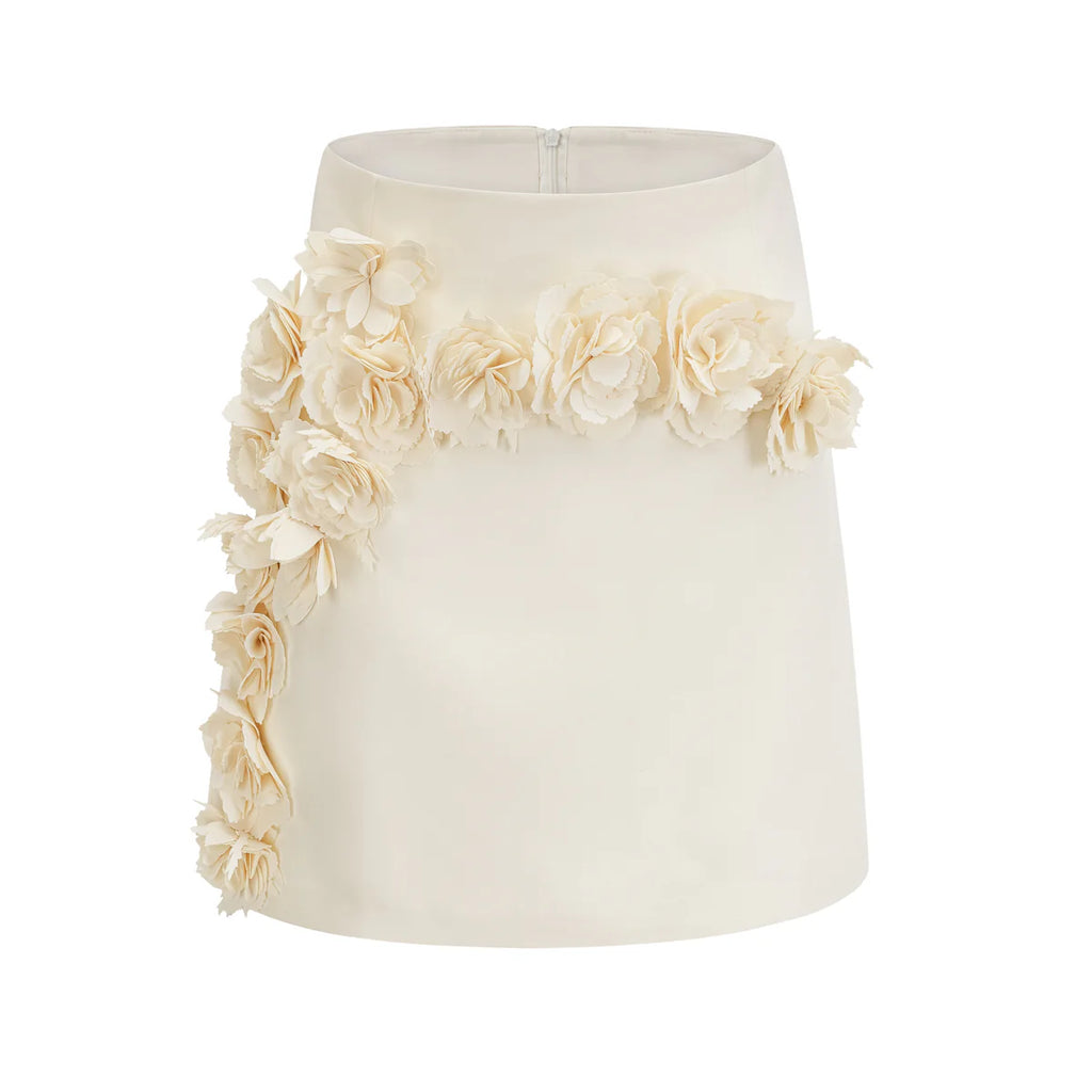 FLORAL-APPLIQUÉ JACKET & SKIRT MATCHING SET