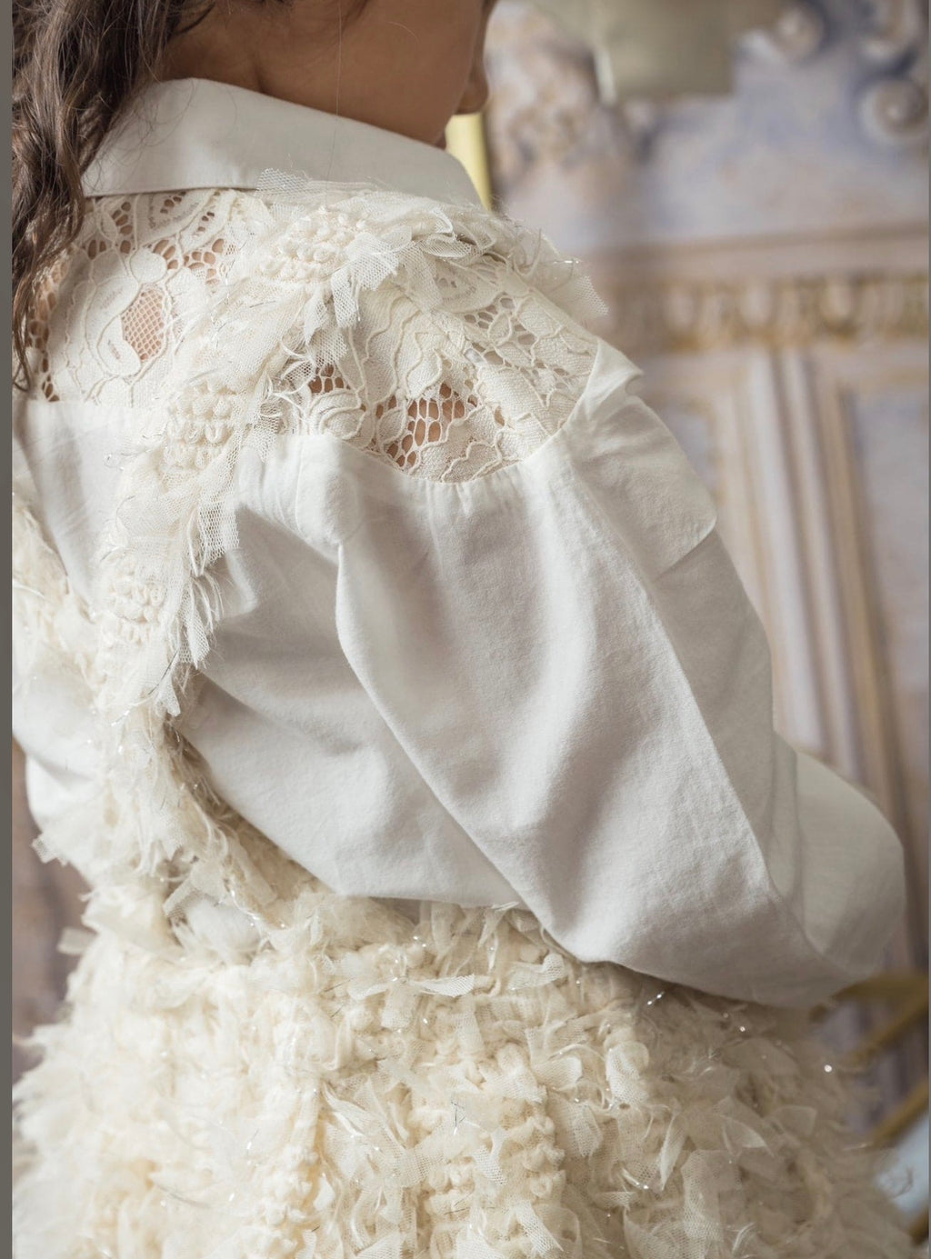 Ivory blouse skirt set