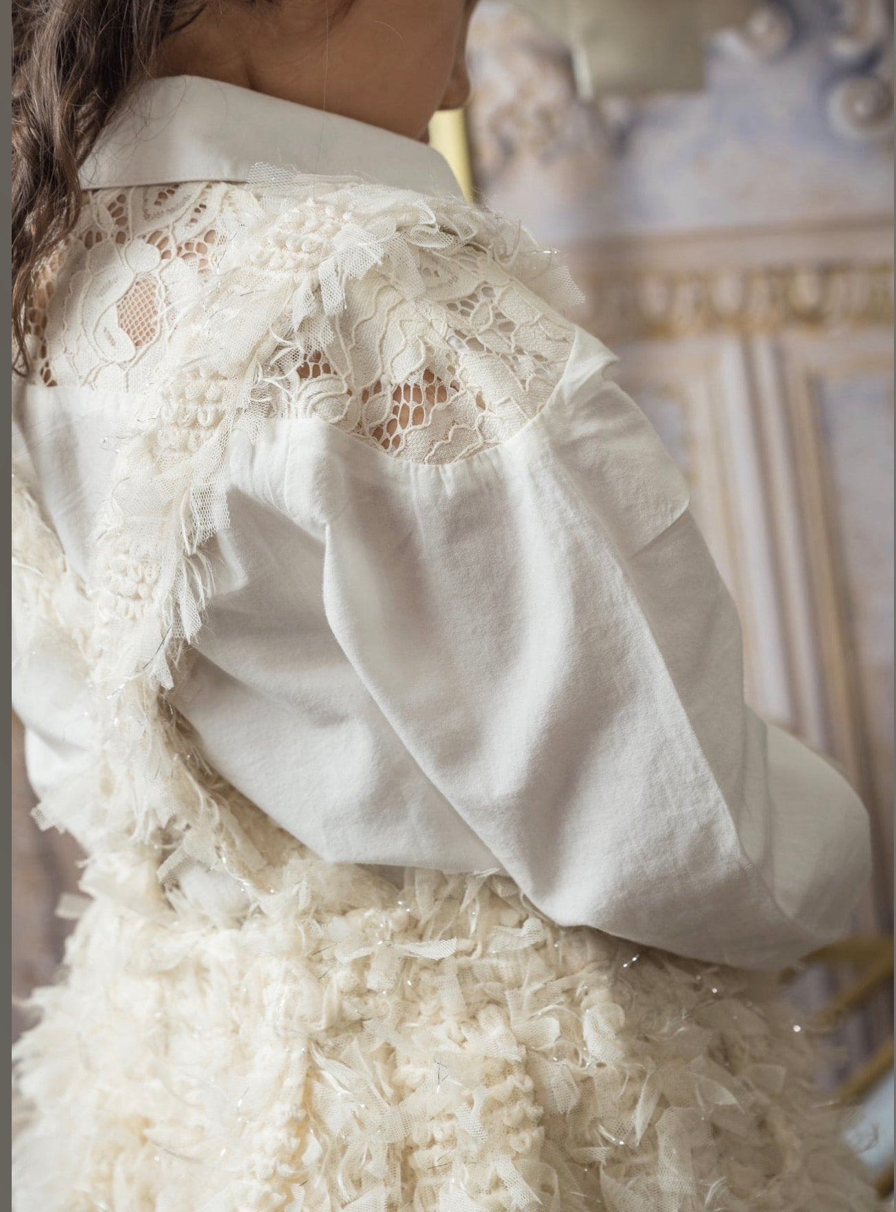 Ivory blouse skirt set