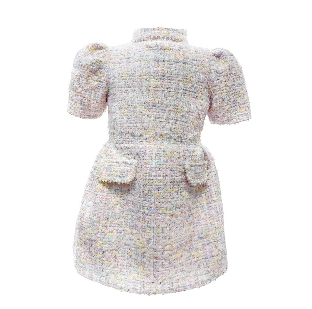 Pink yellow tweed dress ( delivery 4 days )