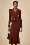 Maroon KNIT TOP & SKIRT MATCHING SET