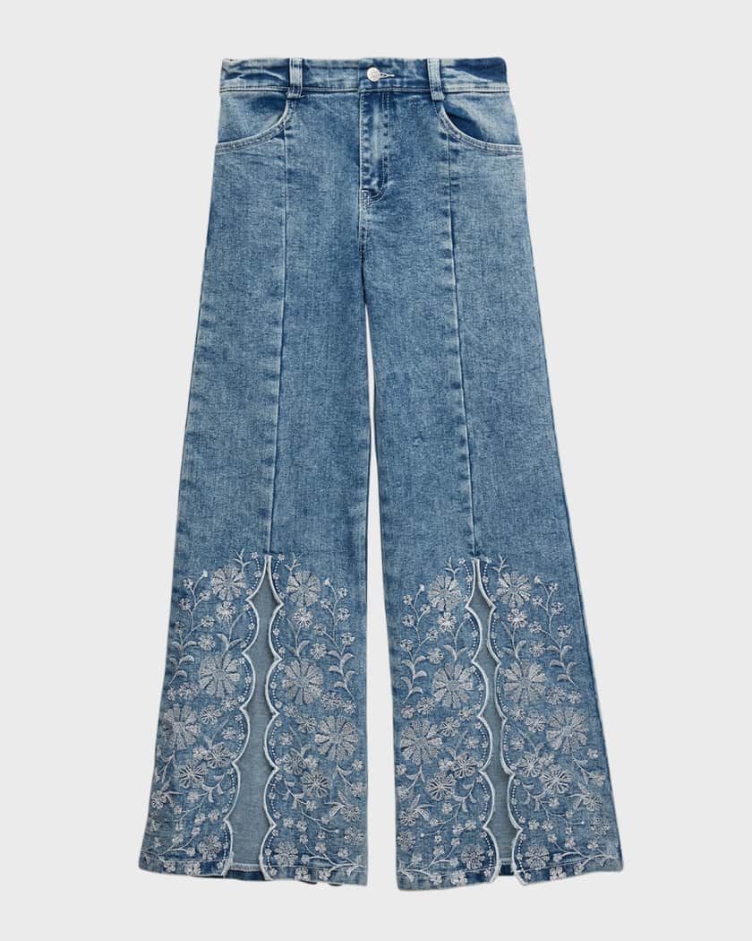 Embroidered Flare Leg Jeans