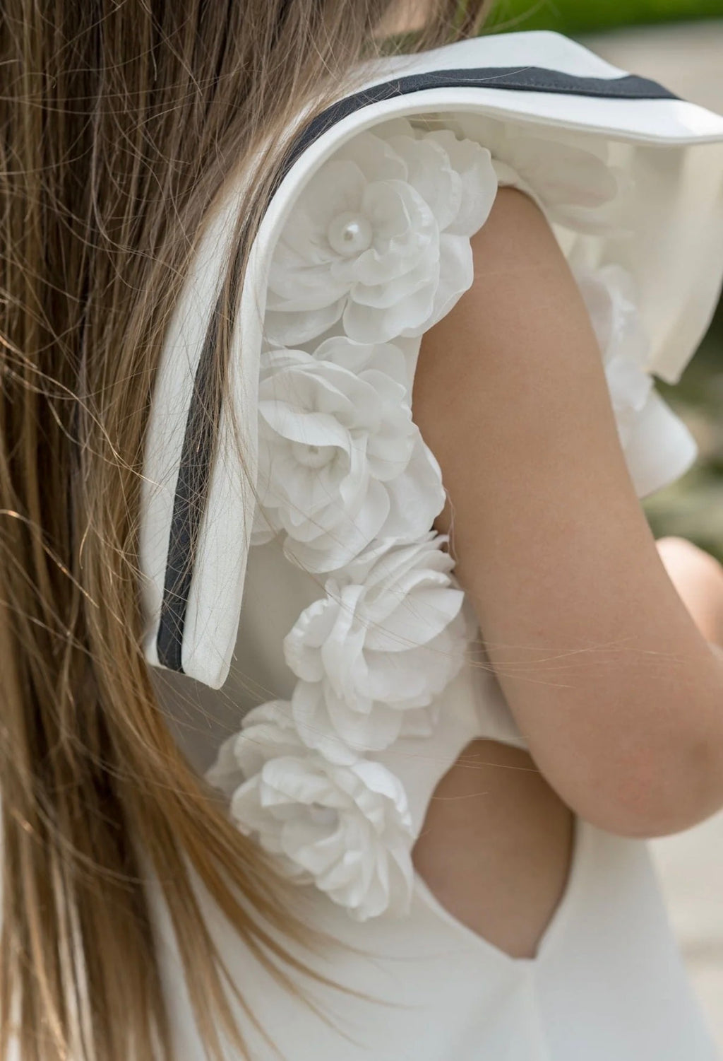White ruffle dress black strip