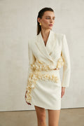 FLORAL-APPLIQUÉ JACKET & SKIRT MATCHING SET