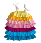 Rainbow ruffle linen sundress