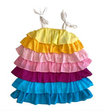 Rainbow ruffle linen sundress